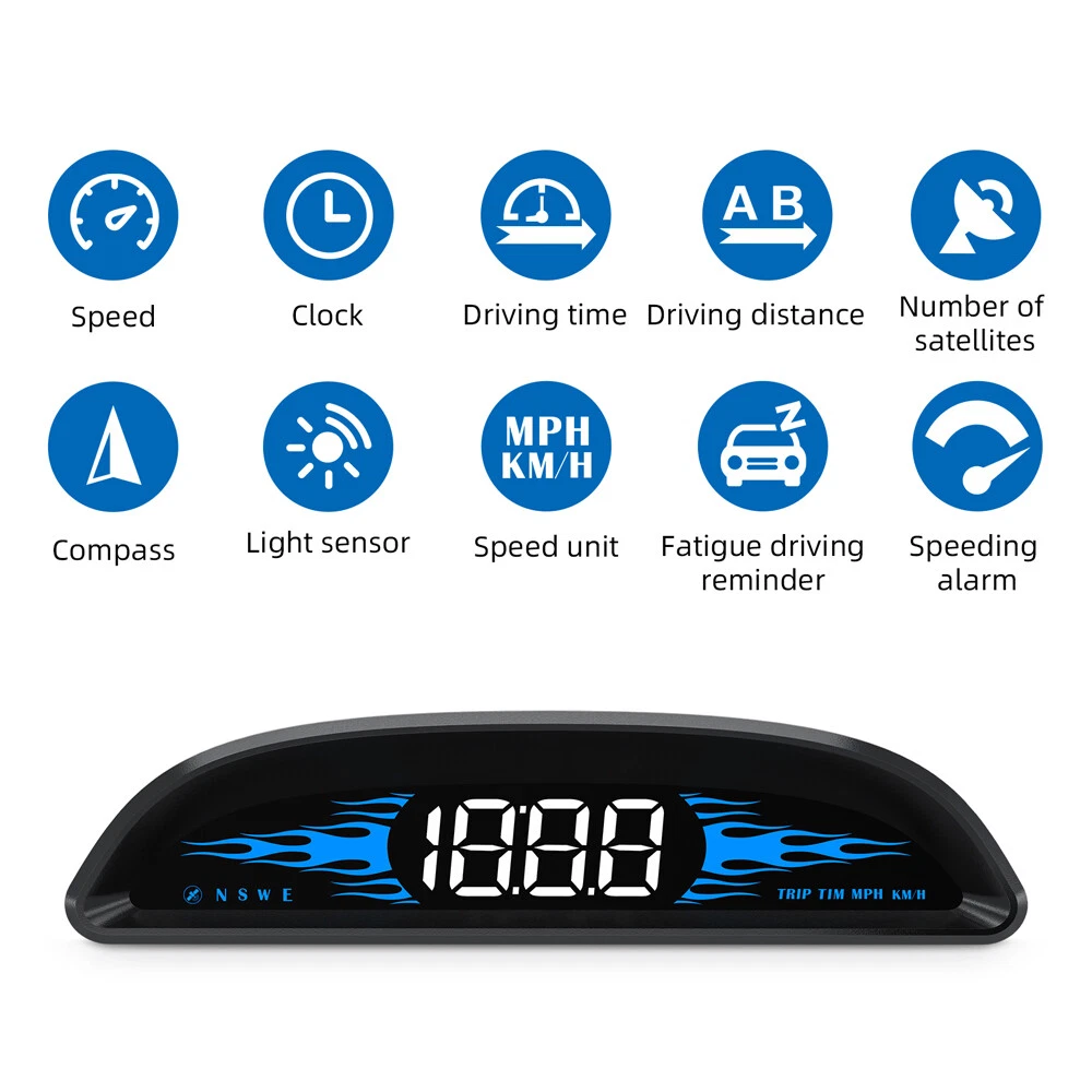 Universal HUD GPS Gauge Head Up Car HD Digital Display Speedometer RPM LED AM100 - Image 3