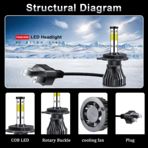 2x LED Headlight H4 9003 High/Low Beam Bulbs 6000K