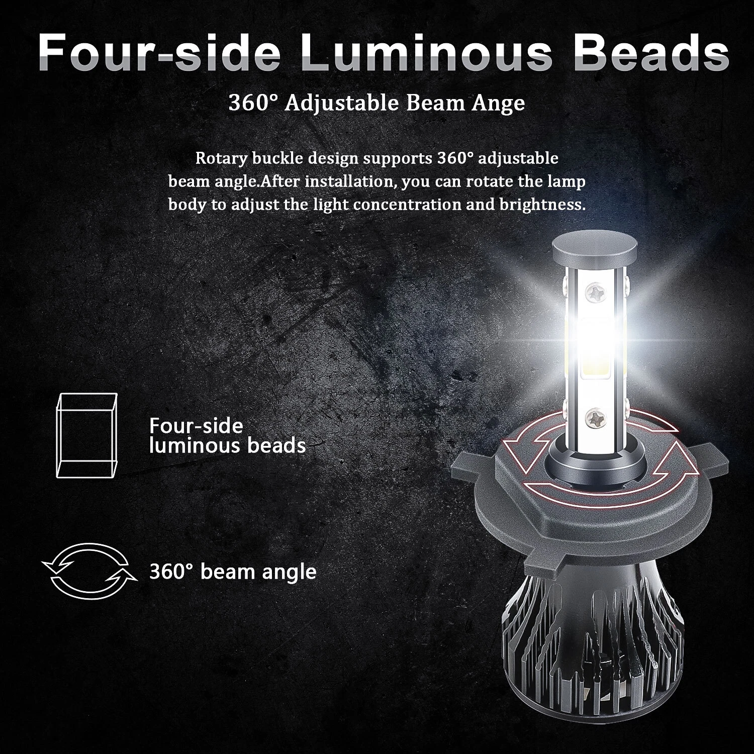 2x LED Headlight H4 9003 High/Low Beam Bulbs 6000K - Image 3